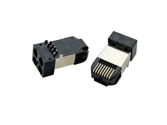 Alt view image 6 of 7 - RJ45 Network Connector Modular Plug, cat.5e 8-Pin Ethernet Plug with Gold-Plated Contacts, Black Housing for PCB 10PCS per Bag