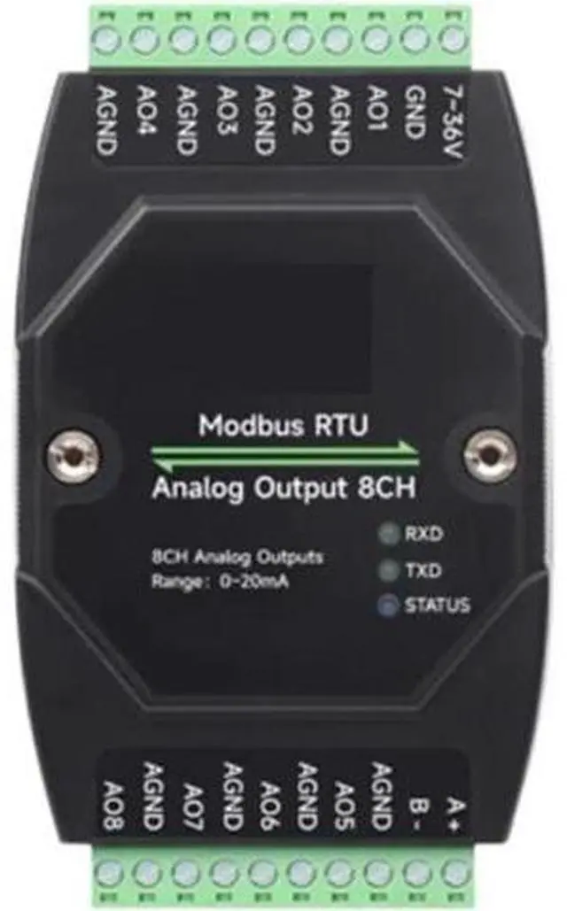 Main image of RS485 Industrial 8 Ch Analog Output Module 12-bit DA Conversion Supports 8-ch Simultaneous Voltage Or Current Output DC 7~36V(0 to 20mA)