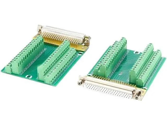 Alt view image 2 of 5 - Solderless DB62 Female Breakout Board D-SUB 62 pin Signal Terminal Breakout 3 Row Connector Rail Mount