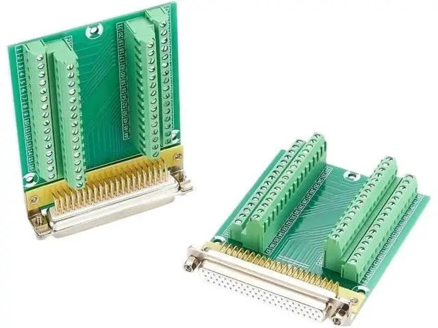 Alt view image 3 of 5 - Solderless DB62 Female Breakout Board D-SUB 62 pin Signal Terminal Breakout 3 Row Connector Rail Mount