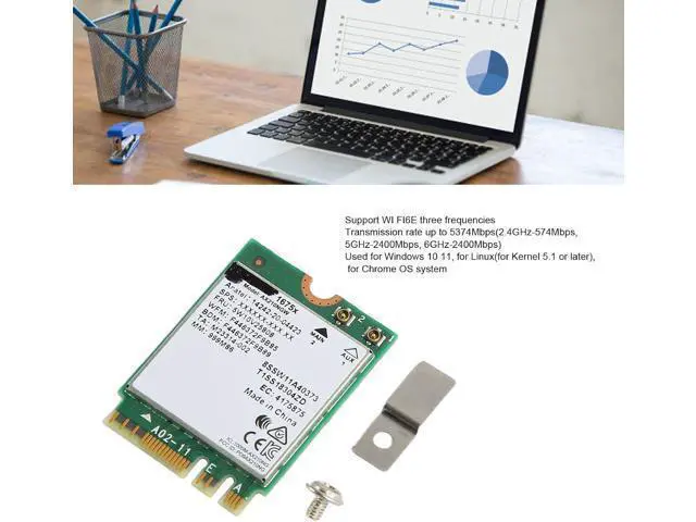 Alt view image 2 of 7 - Wireless Card, Supports Wi Fi 6e Three Frequencies, PCB Circuitry Module Board for Windows 10 11, Linux, Chrome OS
