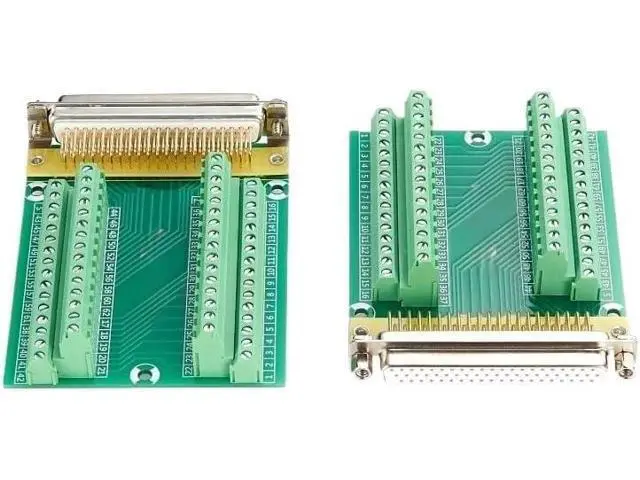 Alt view image 5 of 5 - Solderless DB62 Female Breakout Board D-SUB 62 pin Signal Terminal Breakout 3 Row Connector Rail Mount