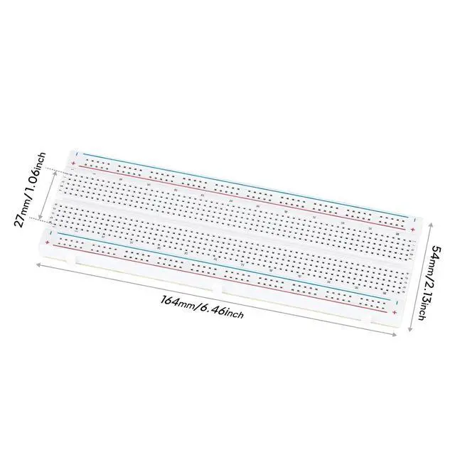 Alt view image 5 of 6 - ELEGOO 3pcs Breadboard 830 Point Solderless Prototype PCB Board Kit