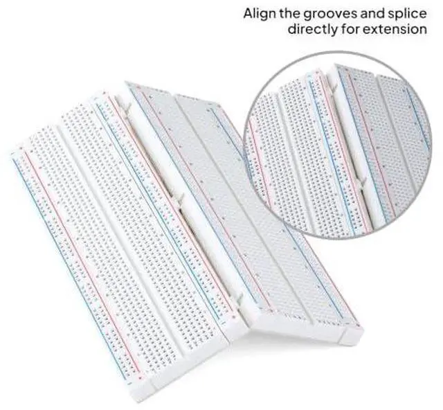 Alt view image 3 of 5 - ELEGOO 3pcs Breadboard 830 Point Solderless Prototype PCB Board Kit (Pack of 2)