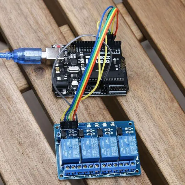 Alt view image 4 of 7 - ELEGOO 4-Channel Relay Module and UNO R3 Board, for Automation, Switching Experiments, Control Projects and Electronics Labs