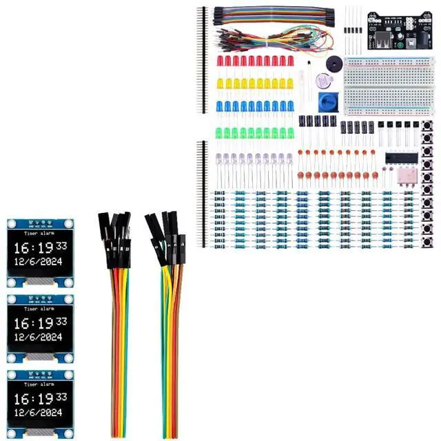 Main image of ELEGOO 3PCS OLED Modules and Electronic Fun Kit, for Visual Interfaces, Sensor Readouts, IoT Dashboards and DIY Coding Projects