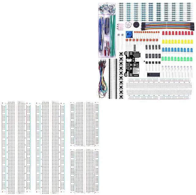 Main image of ELEGOO 4pc Breadboard Kit with Electronics Fun Kit STEM Project Bundle