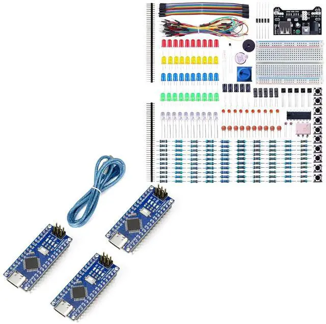 Main image of ELEGOO USB-C Nano Boards and 235pcs Fun Kit Electronics Project Bundle