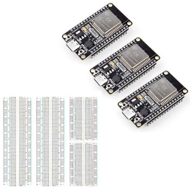 Main image of ELEGOO 4PC Breadboard Kit and 3PCS ESP-32 Boards, for Breadboard Circuits, Prototyping, STEM Labs and Electronics Practice