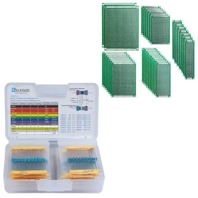 Main image of ELEGOO 525pcs Resistor Kit and 32pcs PCB Boards, for Breadboard Circuits, Prototyping, STEM Labs and Electronics Practice