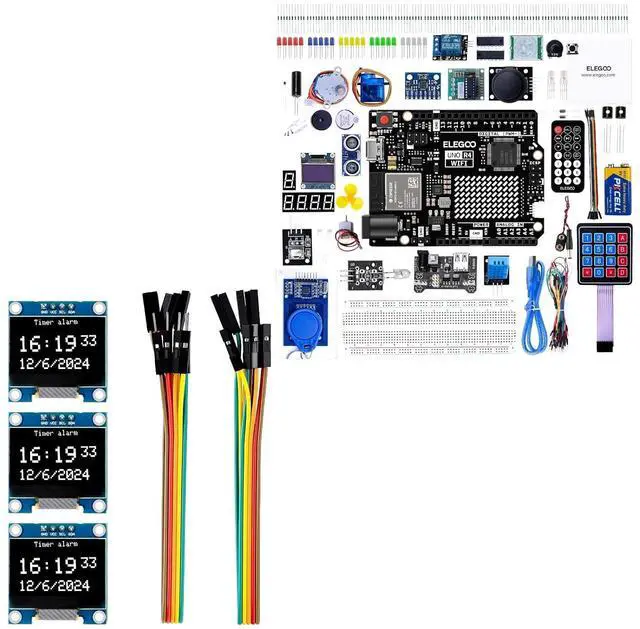 Main image of ELEGOO White OLED Modules and UNO R4 WiFi Kit Bundle for STEM Projects