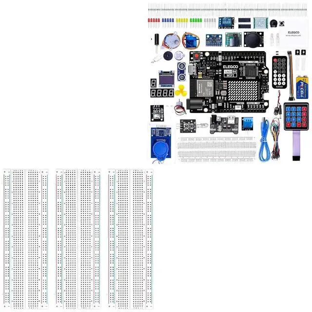 Main image of ELEGOO 830-Point Boards and UNO R4 WiFi Kit Electronics Project Bundle
