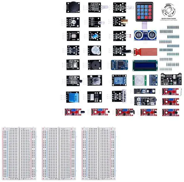 Main image of ELEGOO 400-Point Breadboard Kit and Sensor Kit Project Bundle for STEM