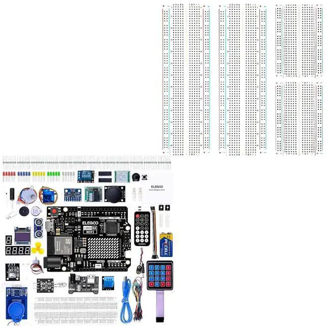 Main image of ELEGOO UNO R4 WiFi Starter Kit and 4PC Breadboard Kit Bundle for STEM
