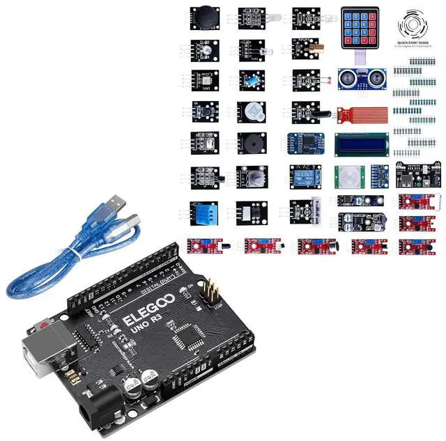 Main image of ELEGOO UNO R3 Controller Board and 37-in-1 Sensor Kit Bundle for STEM