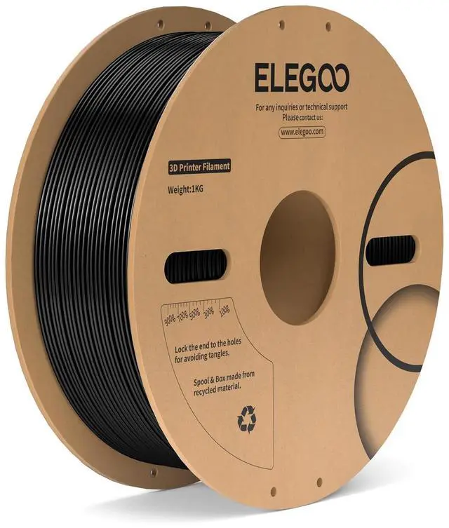 Main image of ELEGOO PC Filament 1.75mm Black 1KG, Tough and Durable Professional 3D Printer Filament Dimensional Accuracy +/- 0.05mm 1KG Spool Heat Resistant 3D Printing Polycarbonate Material