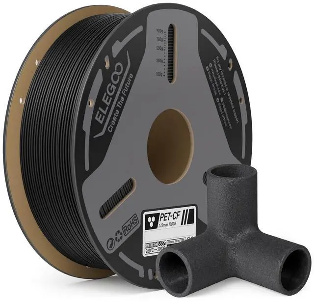 Main image of ELEGOO PET-CF 3D Printer Filament 1.75mm Black 1KG