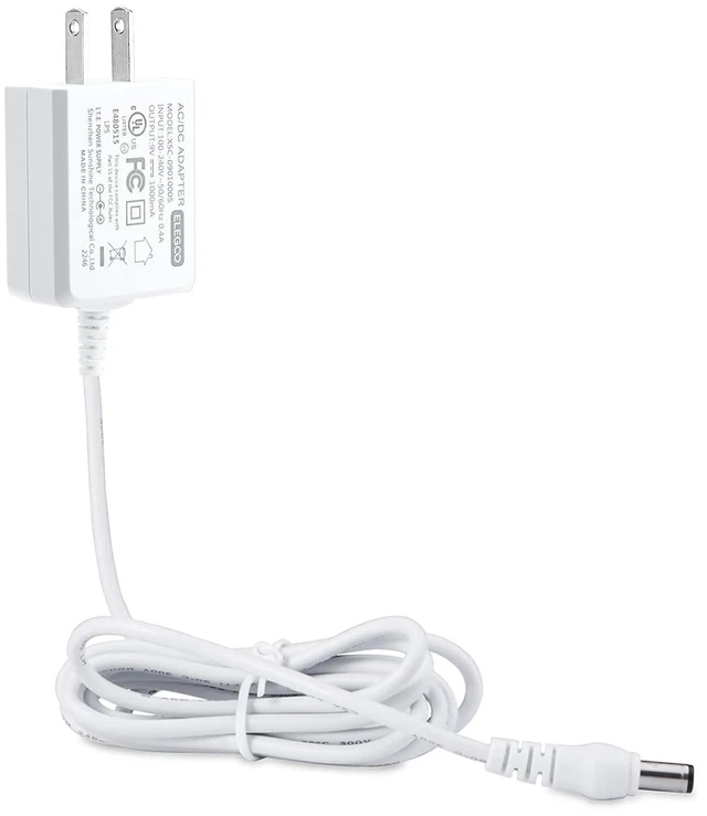 Main image of ELEGOO 9V 1A AC/DC Power Adapter, 5.5 x 2.1mm Center-Positive US Plug