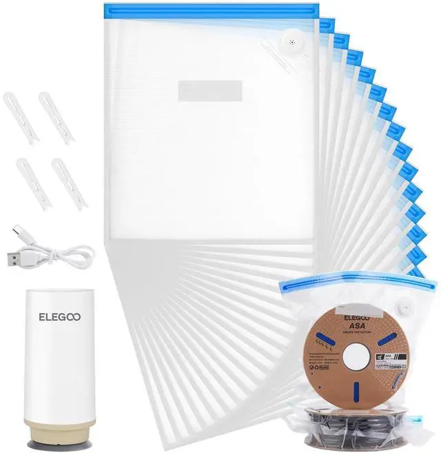 Main image of ELEGOO 20pcs Filament Storage Bags with Auto Pump and 4pcs Sealing Clips