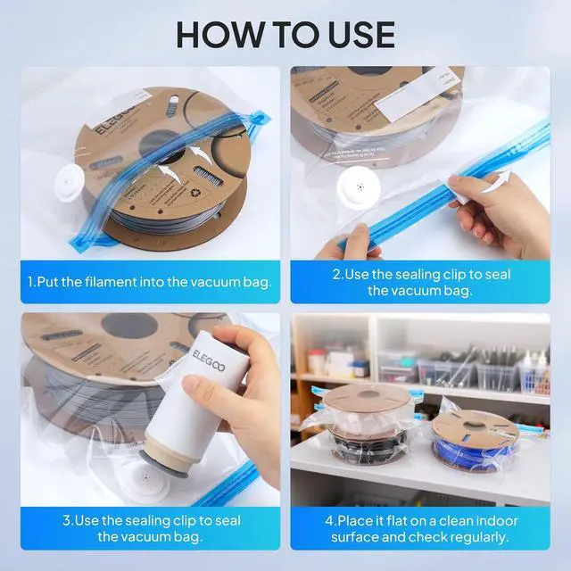 Alt view image 6 of 7 - ELEGOO 20pcs Filament Storage Bags with Auto Pump and 4pcs Sealing Clips