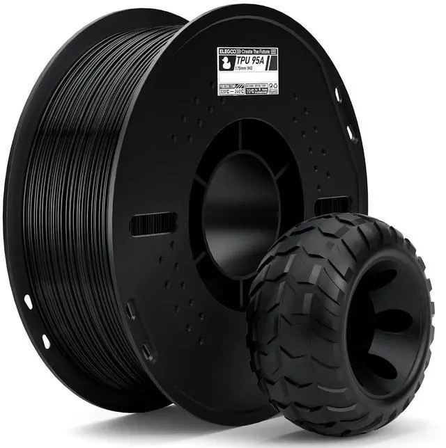 Main image of ELEGOO TPU 3D Printer Filament 1.75mm 95A Flexible Black 1KG