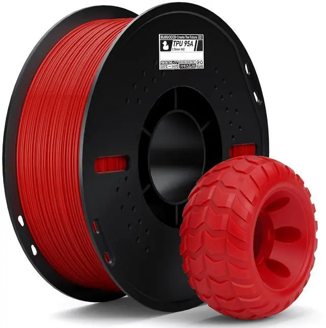 Main image of ELEGOO TPU 3D Printer Filament 1.75mm 95A Flexible Red 1KG