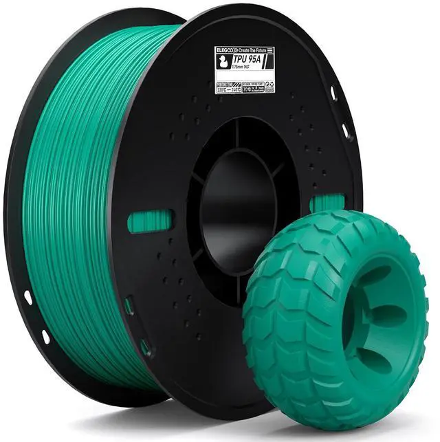 Main image of ELEGOO TPU 3D Printer Filament 1.75mm 95A Flexible Green 1KG