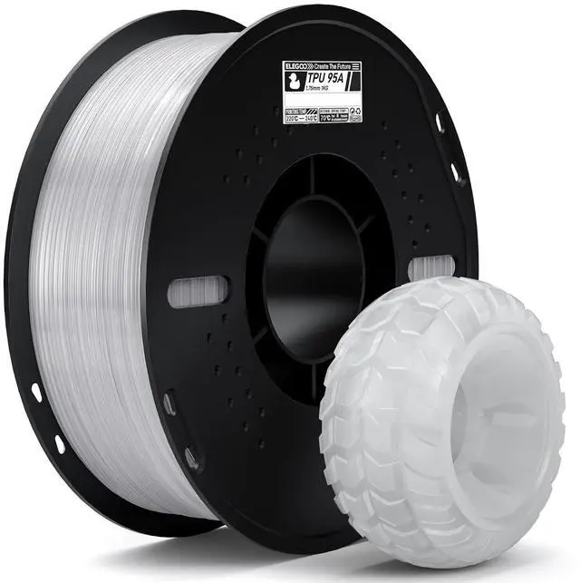 Main image of ELEGOO TPU 3D Printer Filament 1.75mm 95A Flexible Translucent 1KG
