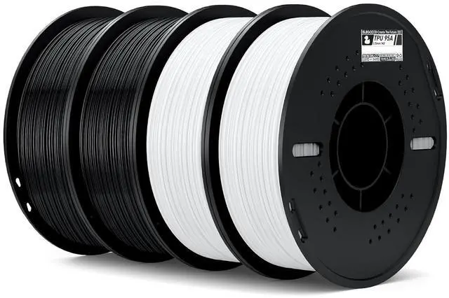 Main image of ELEGOO TPU 3D Printer Filament 1.75mm Black & White 4KG 95A Flexible