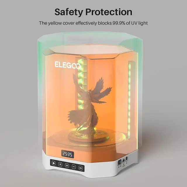 Alt view image 6 of 7 - ELEGOO Mercury Plus V3.0 Wash and Cure Station, 7.5 L Large Capacity, Compatible with Mars Saturn Photon Halot MSLA LCD DLP 3D Printers, Washing Size of 9.05"×5.31×10.24