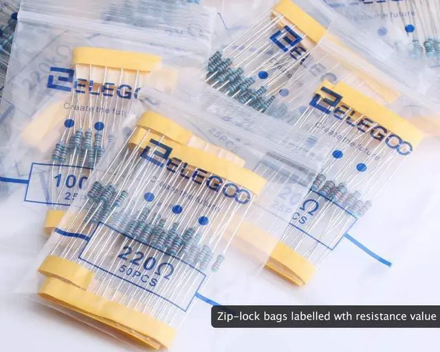 Alt view image 7 of 7 - ELEGOO 17 Values 1% Resistor Kit Assortment for Electronic Projects