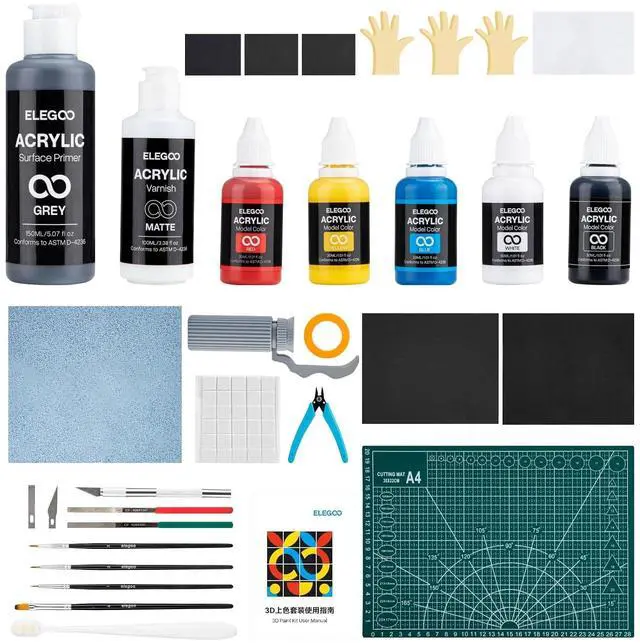 Main image of ELEGOO 3D Paint Kit, Multifunctional 3D Printing Models Painting Kit