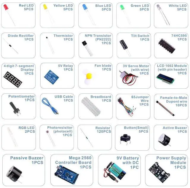Alt view image 5 of 7 - ELEGOO MEGA R3 Starter Kit and 525-Piece Resistor Kit Bundle for STEM