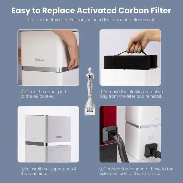 Alt view image 7 of 7 - ELEGOO MARSMATE Air Purifier, Remove Up to 95% TVOC, Compatible with Saturn 8k, Saturn 2, Saturn 3, Saturn 3 Ultra, Mars 4 DLP, Mars 4 MAX, Jupiter, Jupiter SE, Saturn 4, Saturn 4 Ultra 3D Printers