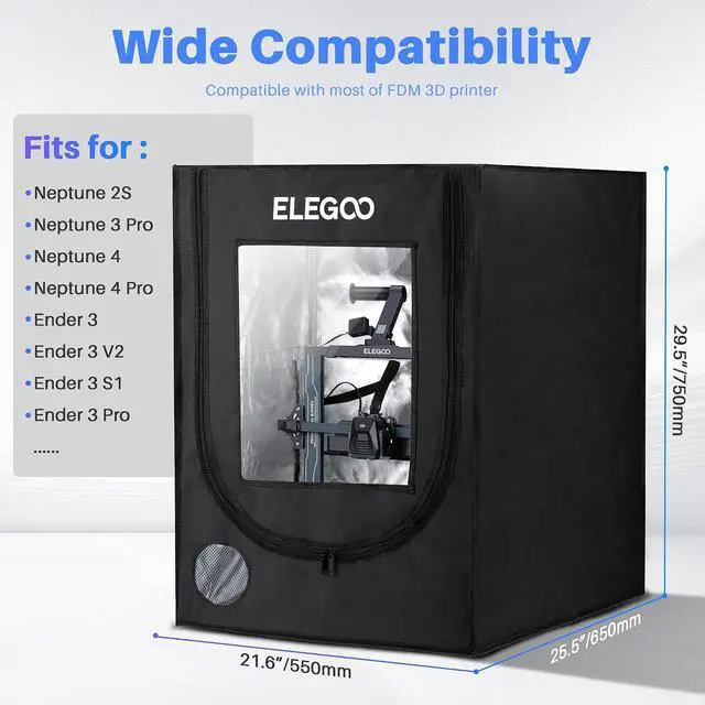 Alt view image 3 of 7 - ELEGOO 3D Printer Enclosure, Fireproof & Dustproof 3D Printer Cover