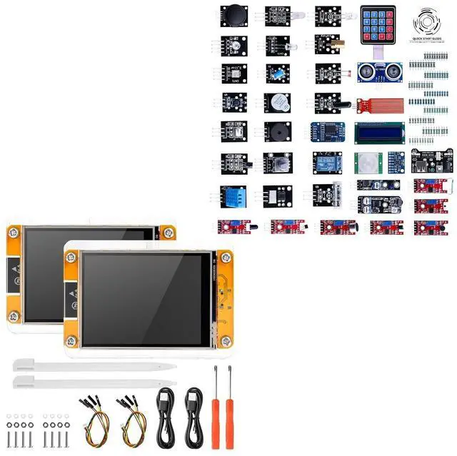 Main image of ELEGOO ESP32 Screens and 37-in-1 Sensor Kit Electronics Project Bundle