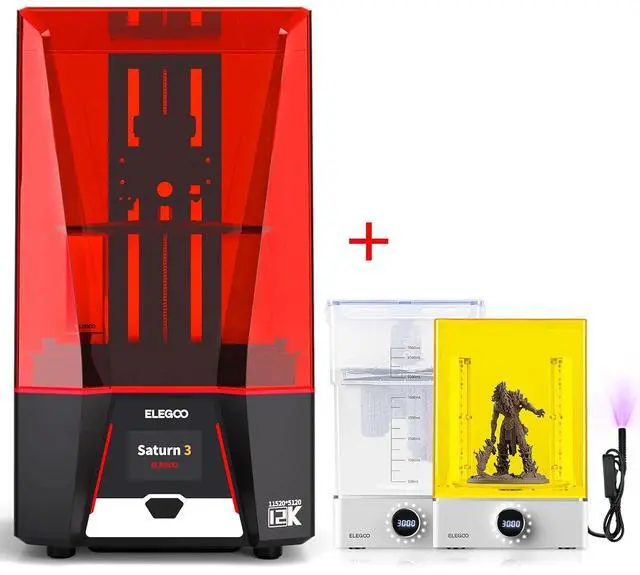 Main image of ELEGOO Saturn 3 MSLA 3D Printer and ELEGOO Mercury XS Bundle Wash and Cure Station