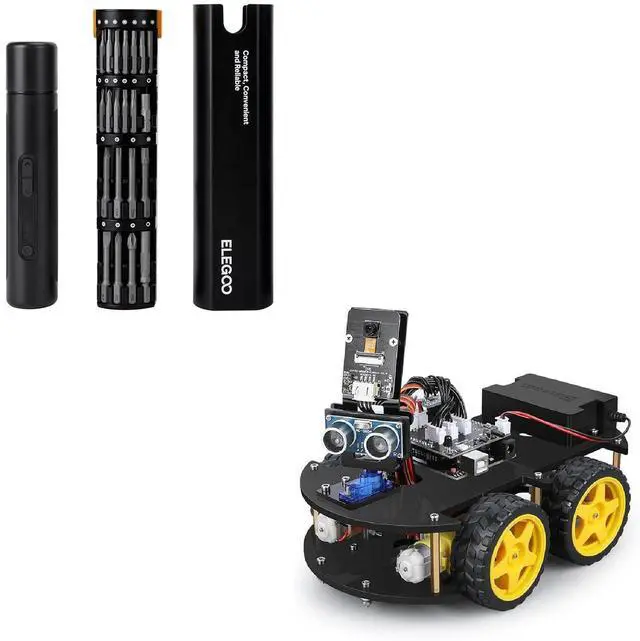 Main image of ELEGOO UNO R3 Smart Robot Car Kit V4 and 33-in-1 Electric Screwdriver Set