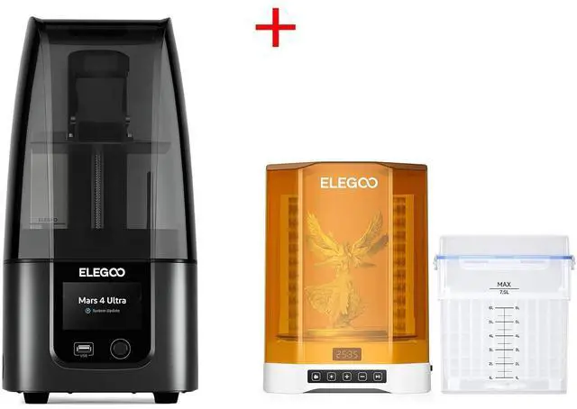 Main image of ELEGOO Mars 4 Ultra MSLA 3D Printer and ELEGOO Mercury Plus V3.0 Wash and Cure Station