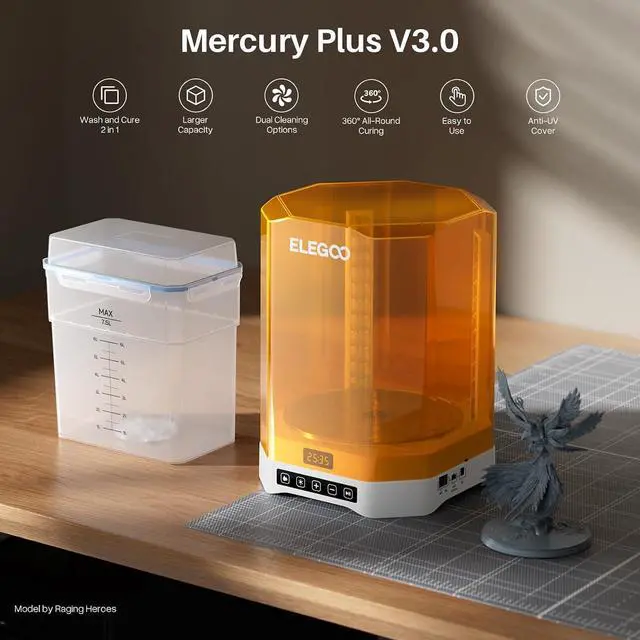 Alt view image 7 of 7 - ELEGOO Saturn 3 Ultra 12K MSLA 3D Printer and ELEGOO Mercury Plus V3.0 Wash and Cure Station