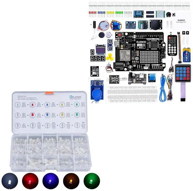 Main image of ELEGOO 350pcs LED Kit with UNO R4 WiFi Kit Electronics Project Bundle