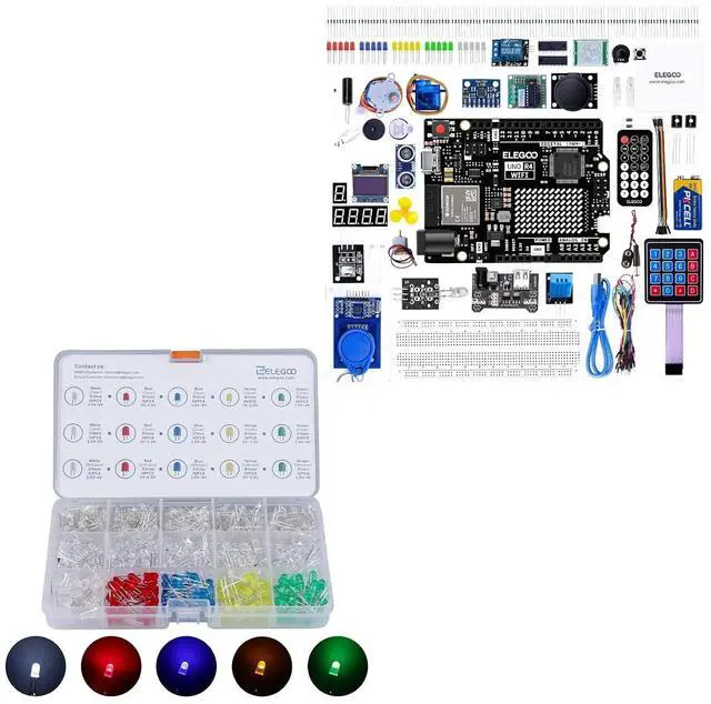 Main image of ELEGOO 600pcs LED Kit with UNO R4 WiFi Kit Electronics Project Bundle