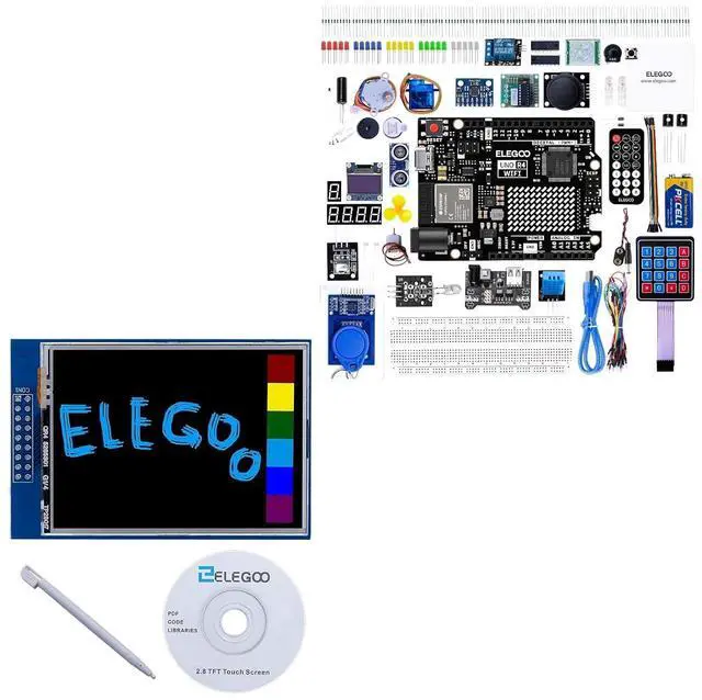 Main image of ELEGOO TFT Touch Screen and UNO R4 WiFi Kit Electronics Project Bundle