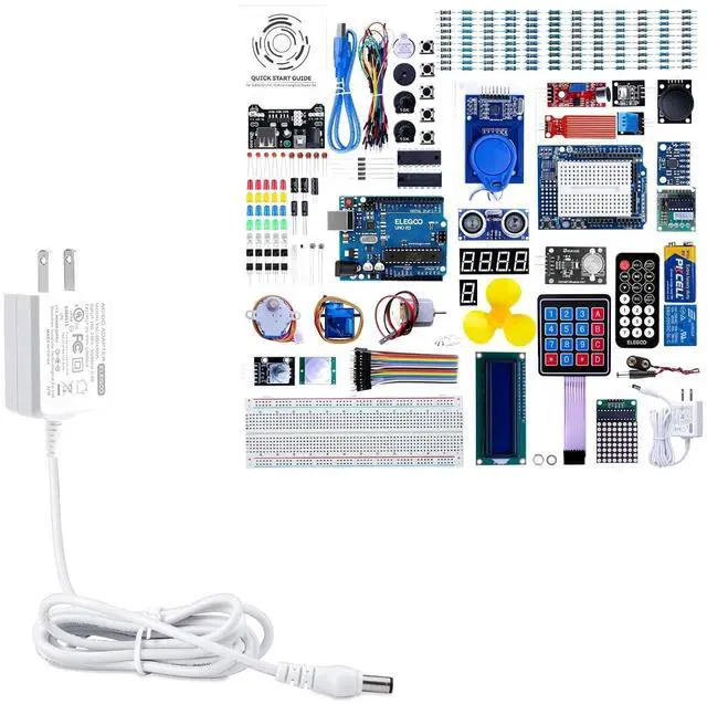 Main image of ELEGOO 9V 1A Power Adapter and UNO R3 Complete Kit STEM Project Bundle