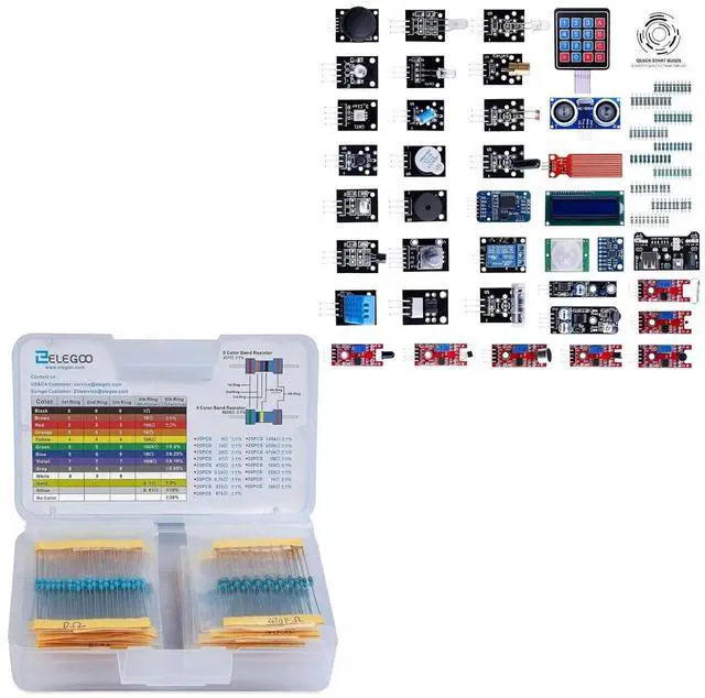 Main image of ELEGOO 17-Value Resistor Kit and Sensor Kit Electronics Project Bundle