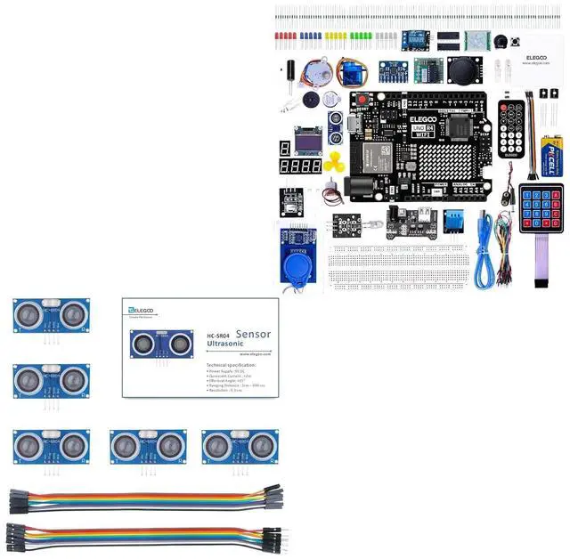 Main image of ELEGOO UNO R4 WiFi Starter Kit and 5PCS Ultrasonic Sensor Bundle for STEM