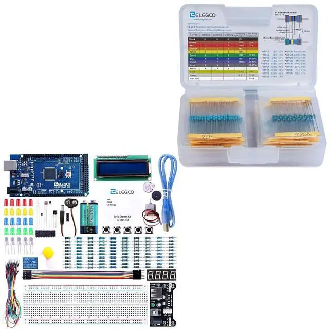 Main image of ELEGOO MEGA R3 Starter Kit and 525-Piece Resistor Kit Bundle for STEM