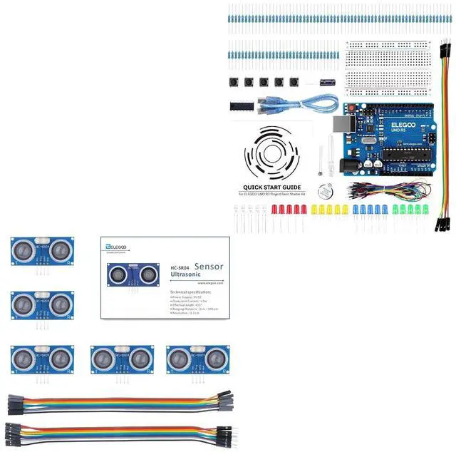 Main image of ELEGOO UNO Basic Starter Kit and 5PCS Ultrasonic Sensor Kit Bundle for STEM