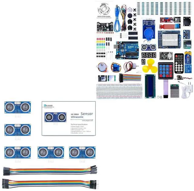 Main image of ELEGOO UNO R3 Complete Kit and 5PCS Ultrasonic Sensor Kit Bundle for STEM