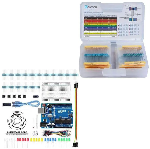 Main image of ELEGOO UNO Basic Starter Kit and 525-Piece Resistor Kit Bundle for STEM